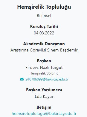 İzmir Bakırçay Üniversitesi - Hemşirelik Topluluğu