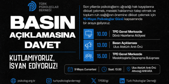 Psikologlar 9 Mayıs’ta Ankara’da Buluşuyor: “Mesleki Haklarımız Yasal Güvence Altına Alınmalı”